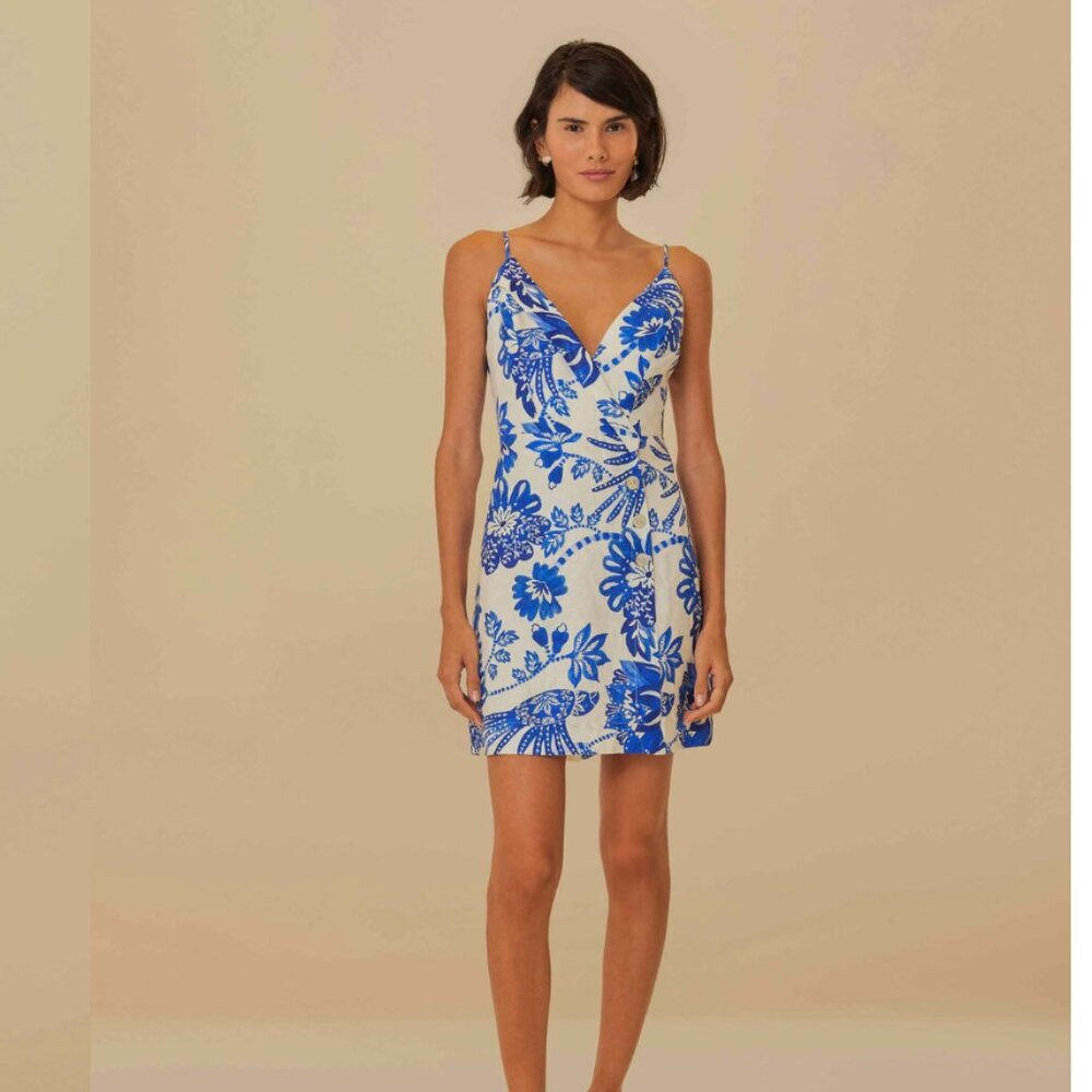 FARM Rio off-white floral birds euroflax™ mini dress